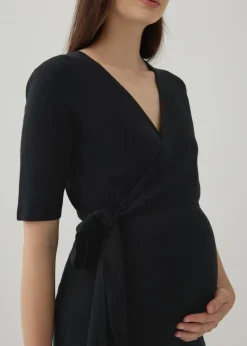 Gwyne Maternity Nursing Knit Wrap Dress