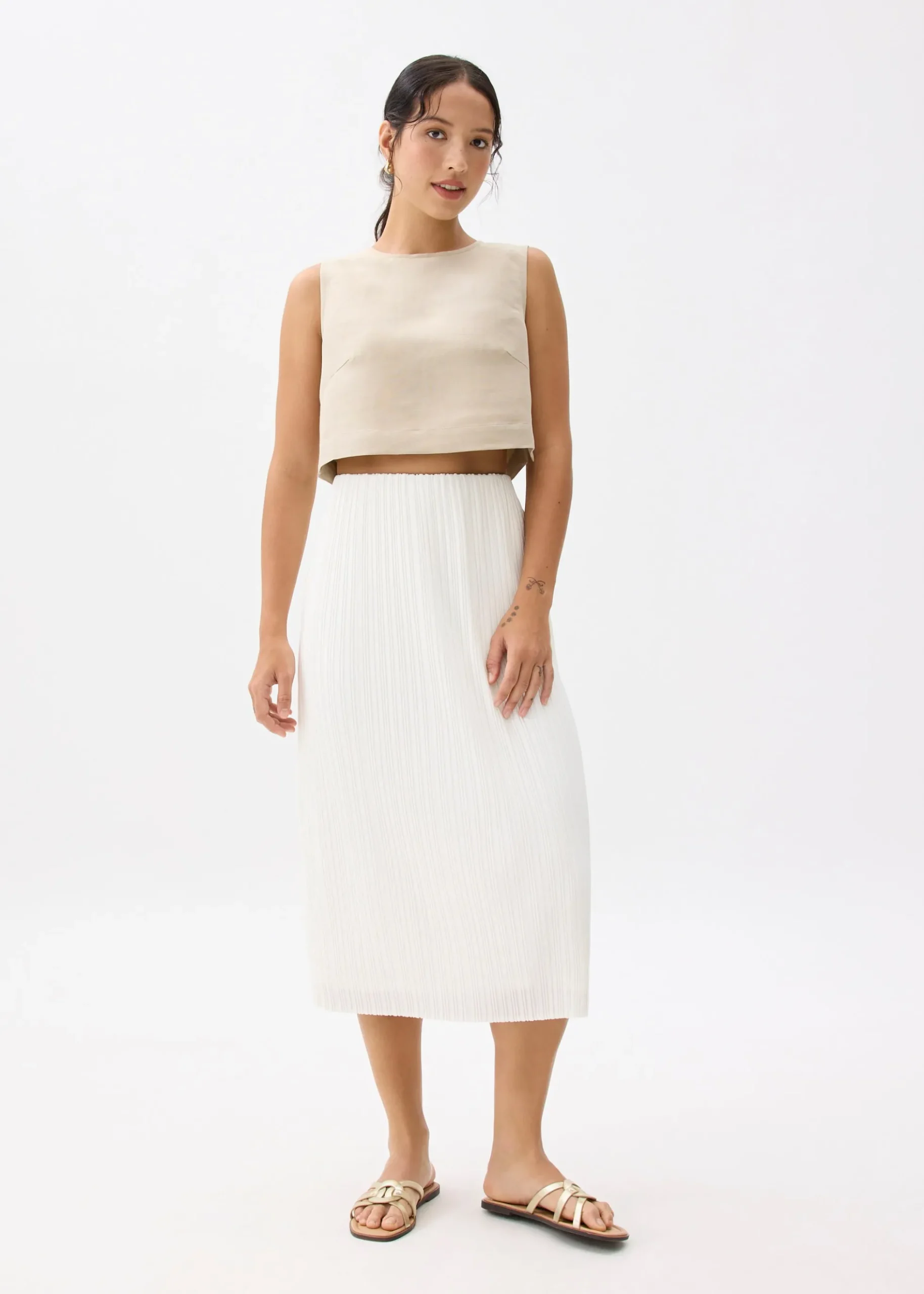 Gym Pleated Column Midi Skirt