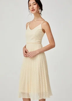 Hailey Pleated Dobby Dot Camisole Dress