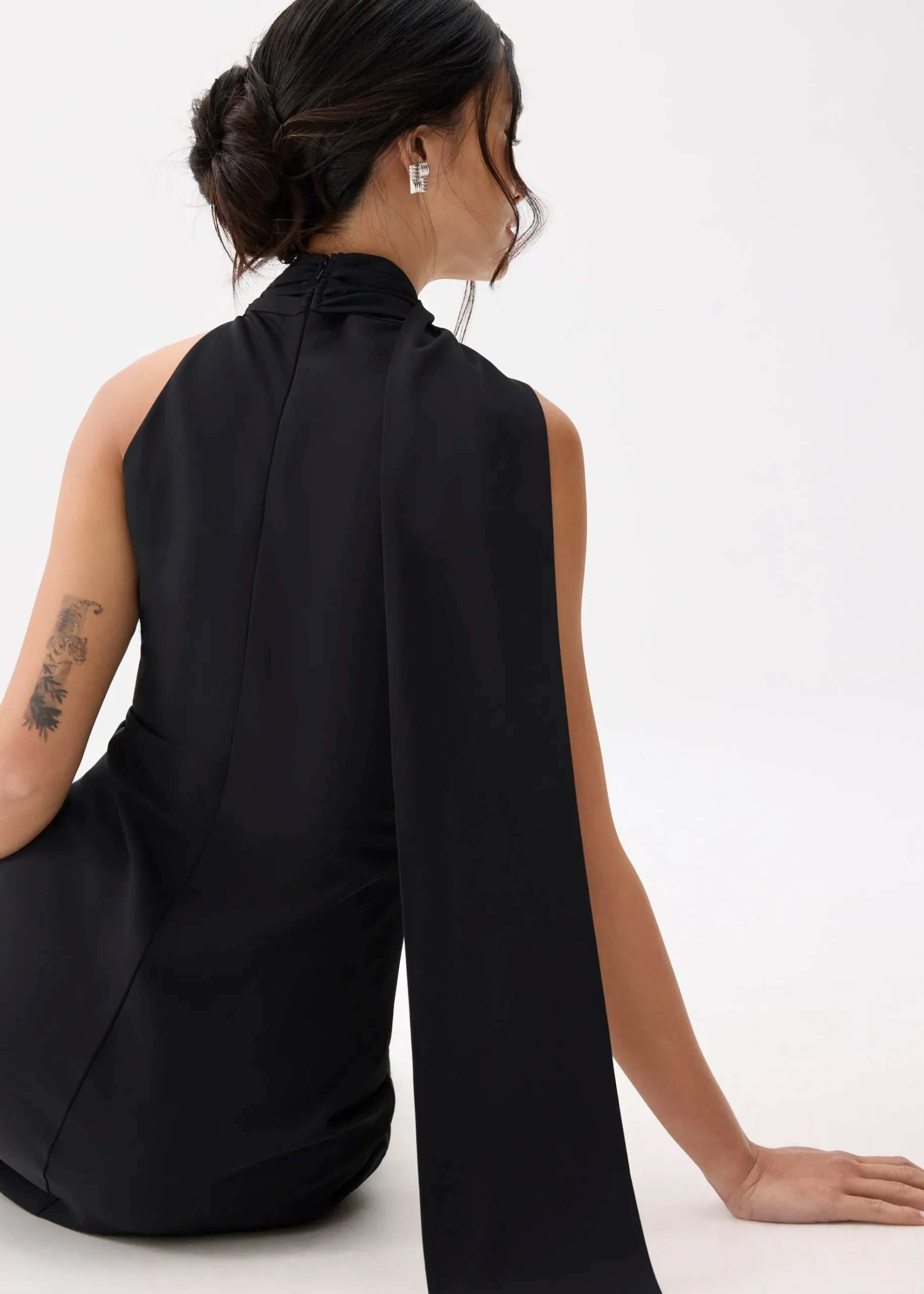 Halter Bias Cut Midi Dress
