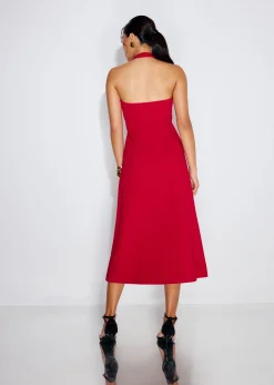 Halter Neck A-Line Midaxi Dress