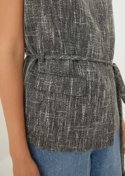 Hans Tweed Shoulder Padded Tailored Top