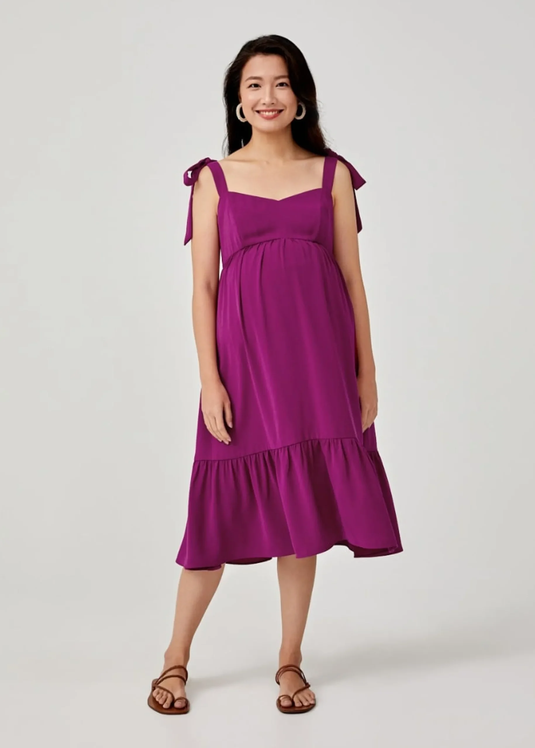Harlyn Maternity Ribbon Tie Trapeze Dress