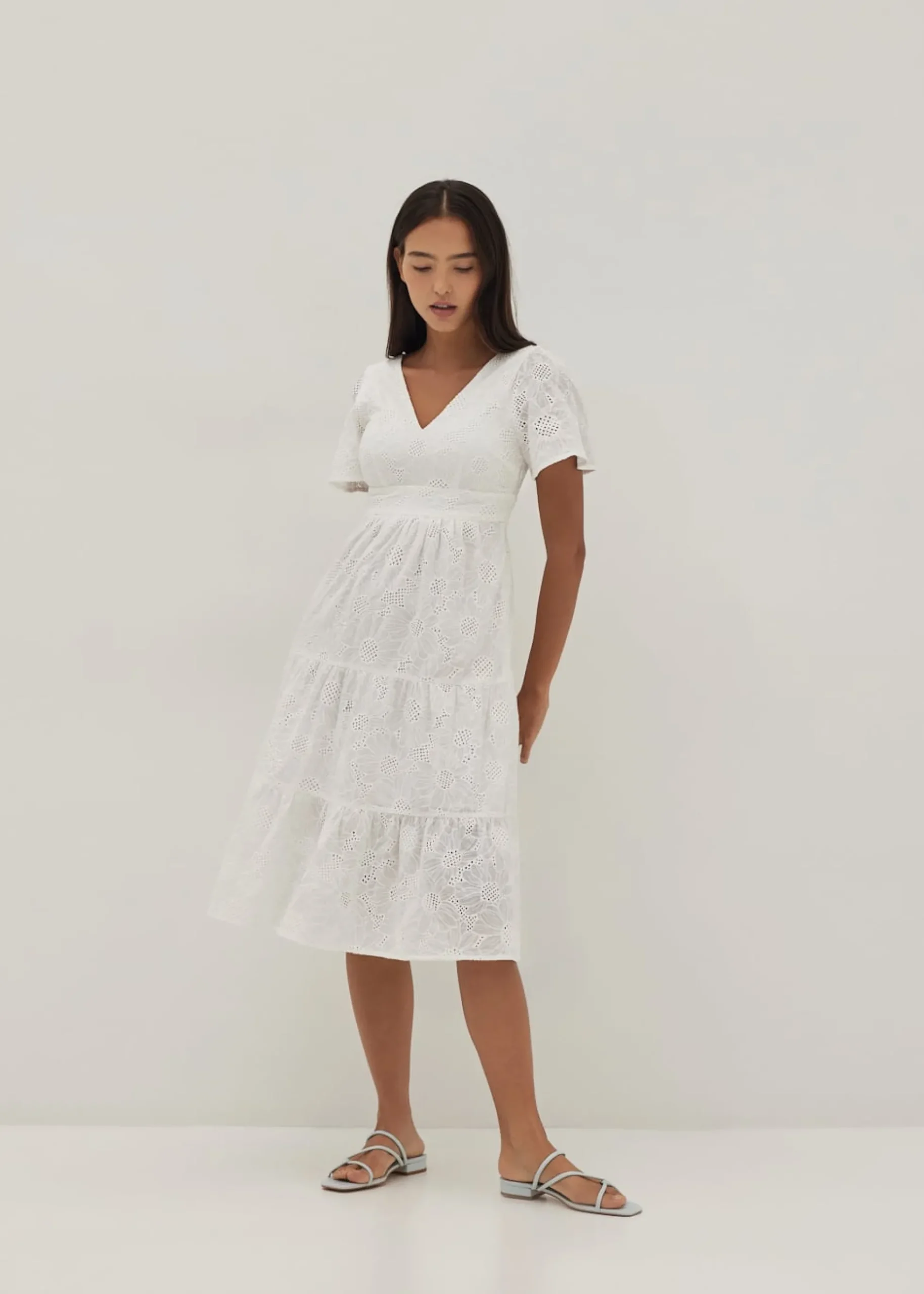 Havana Padded Broderie Tie Back Dress