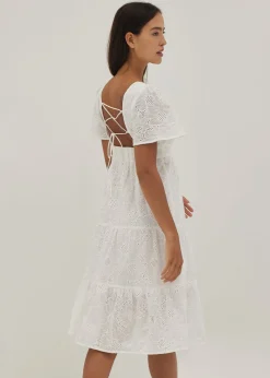 Havana Padded Broderie Tie Back Dress