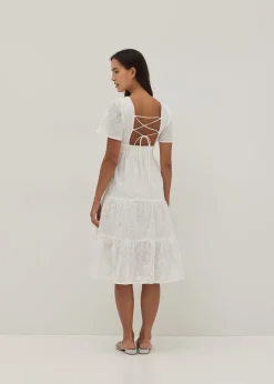 Havana Padded Broderie Tie Back Dress
