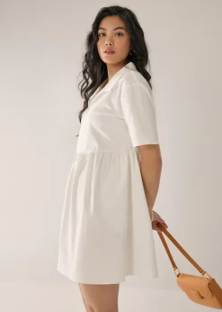 Heather Cotton Babydoll Shirt Dress