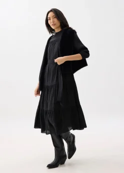 High Neck Fit & Flare Midaxi Dress