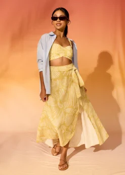 High Waist A-line Wrap Skirt in Kekana