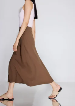 High Waist Bias Cut Midaxi Skirt