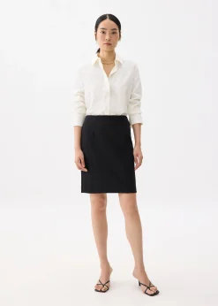 High Waist Column Mini Skirt