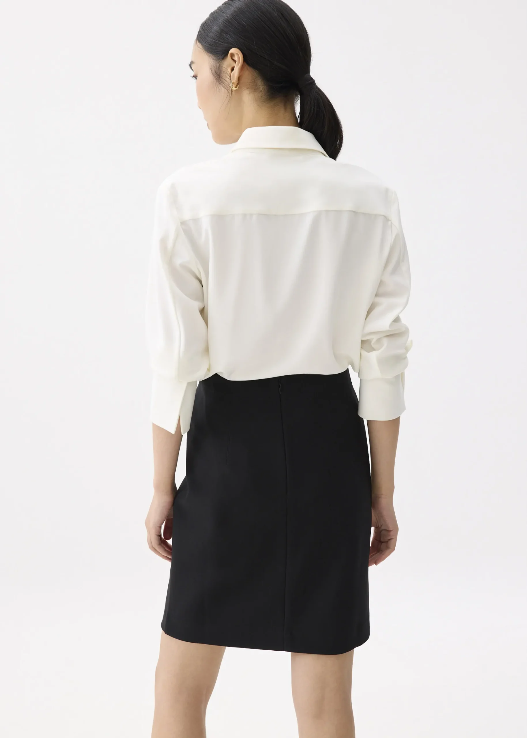 High Waist Column Mini Skirt