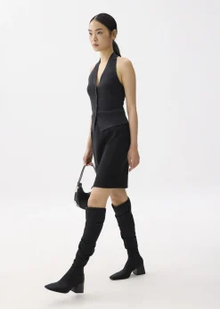 High Waist Column Mini Skirt