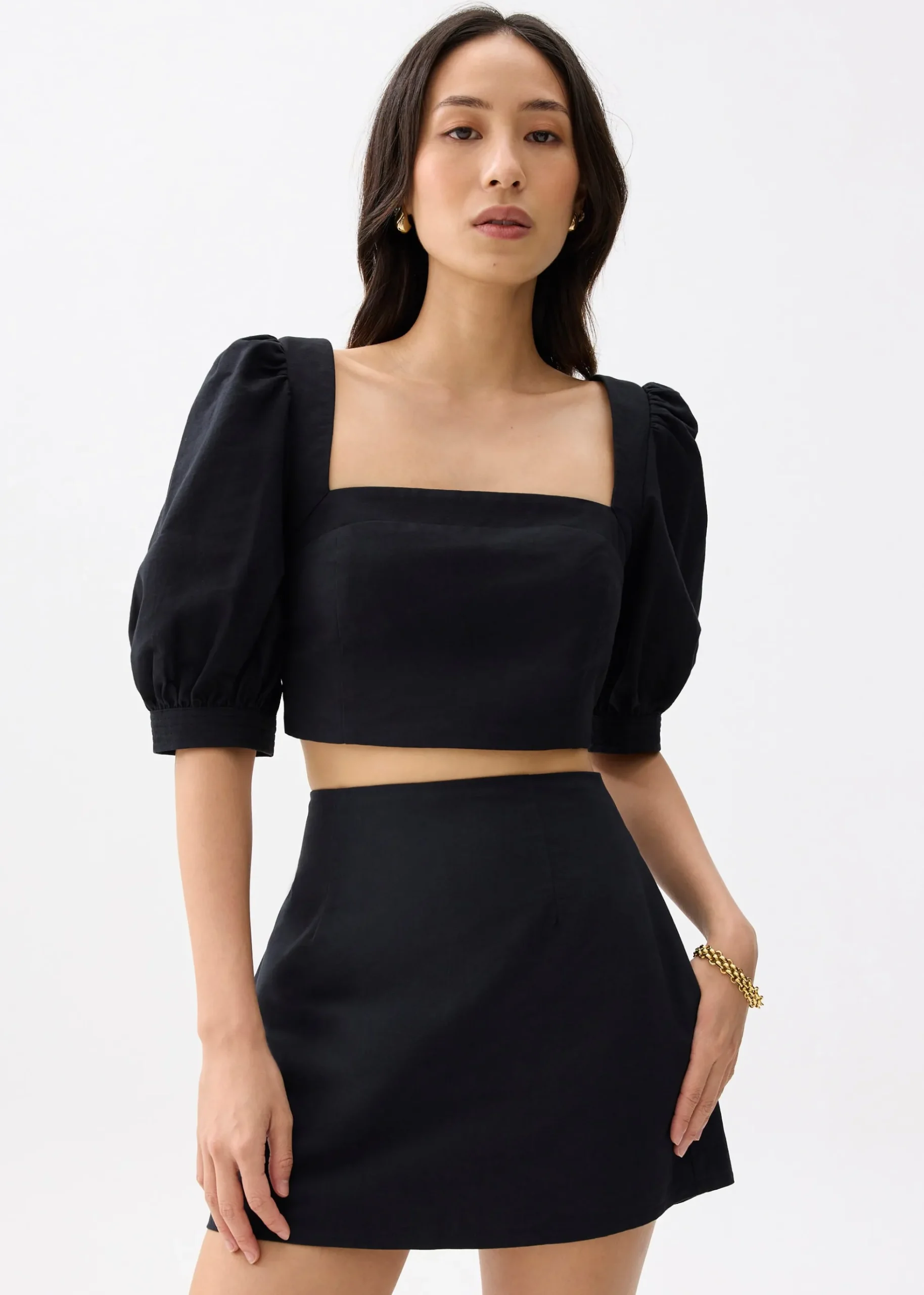 High Waist Cotton A-line Skorts