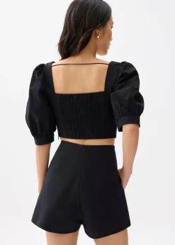 High Waist Cotton A-line Skorts
