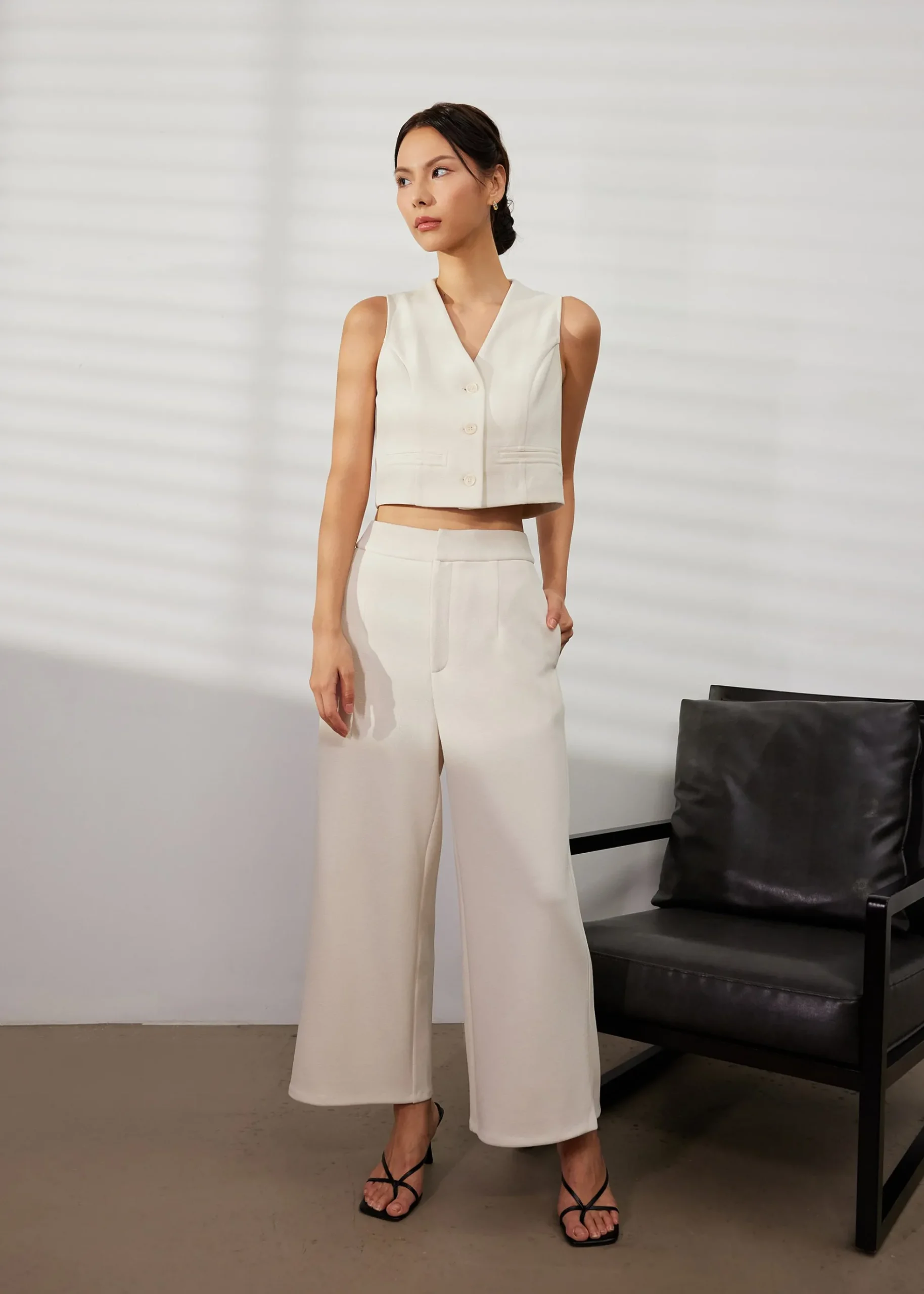 High Waist Cropped Wide Leg Culottes