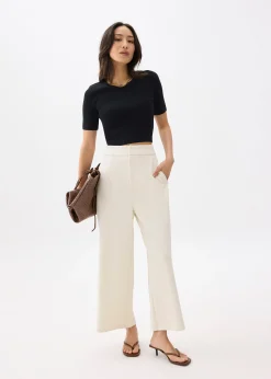 High Waist Cropped Wide Leg Culottes