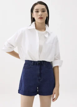 High Waist Denim A-line Shorts