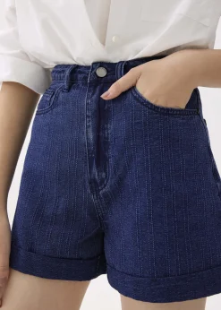 High Waist Denim A-line Shorts
