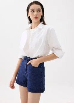 High Waist Denim A-line Shorts