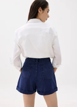 High Waist Denim A-line Shorts