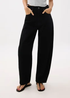 High Waist Denim Barrel Jeans