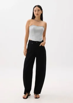 High Waist Denim Barrel Jeans