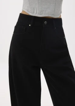 High Waist Denim Barrel Jeans
