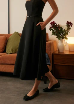 High Waist Flare Midi Skirt