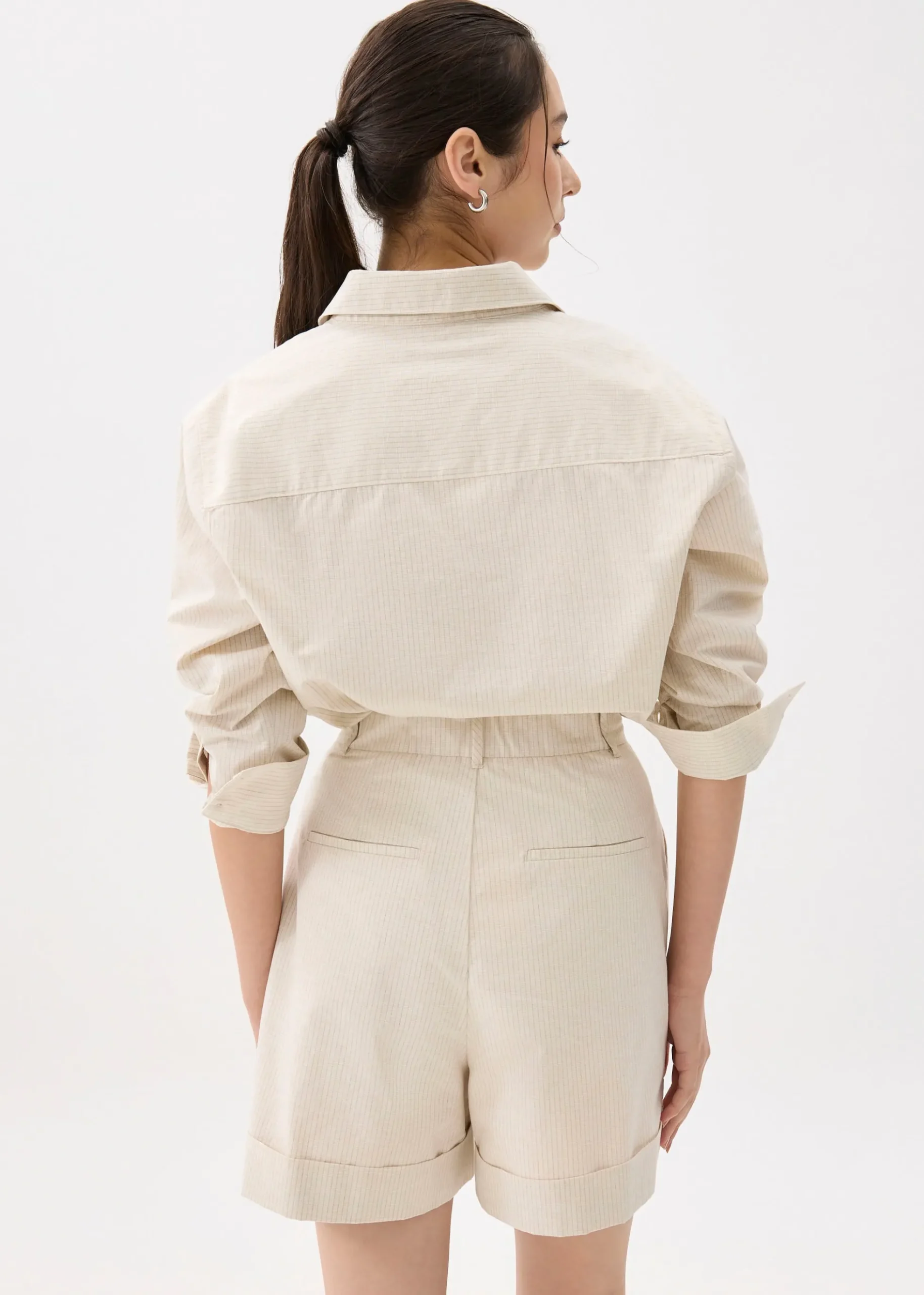 High Waist Tailored Bermuda Shorts