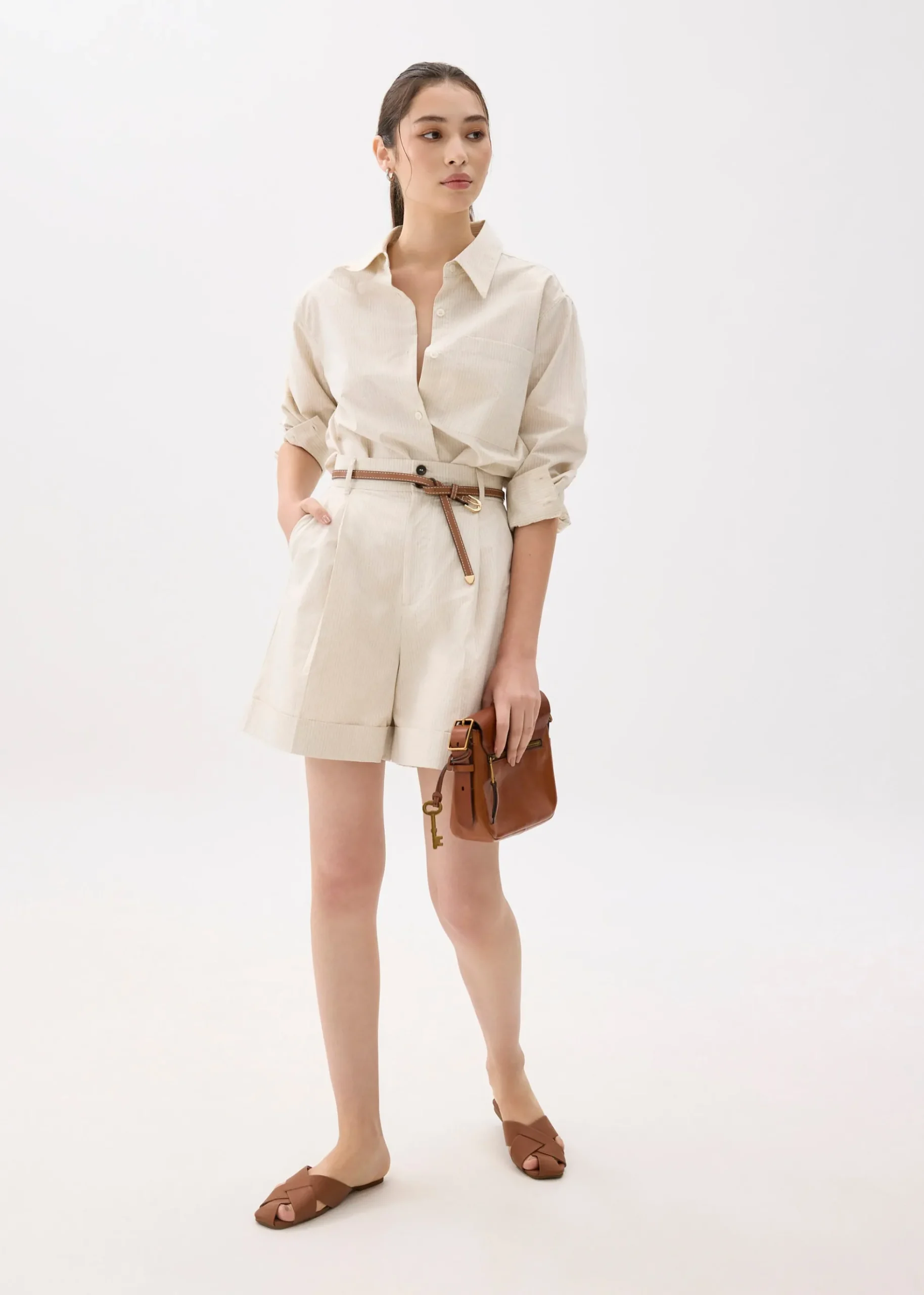 High Waist Tailored Bermuda Shorts