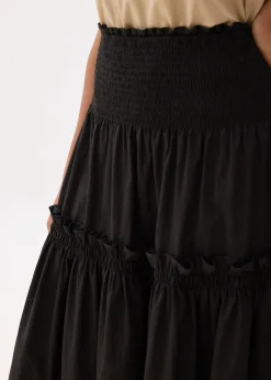 High Waist Tiered A-line Maxi Skirt