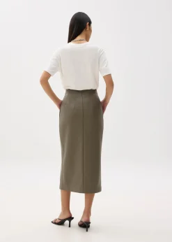 High Waist Vegan Leather Pencil Skirt