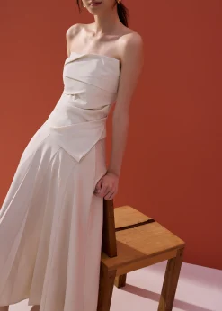 Hiraya Elastic Pleated Panelled Flare Midaxi Skirt