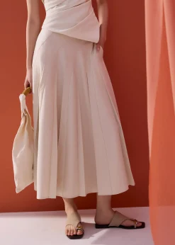 Hiraya Elastic Pleated Panelled Flare Midaxi Skirt