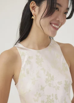 Ila Satin Bias Cut Midi Dress in Opulent Florals