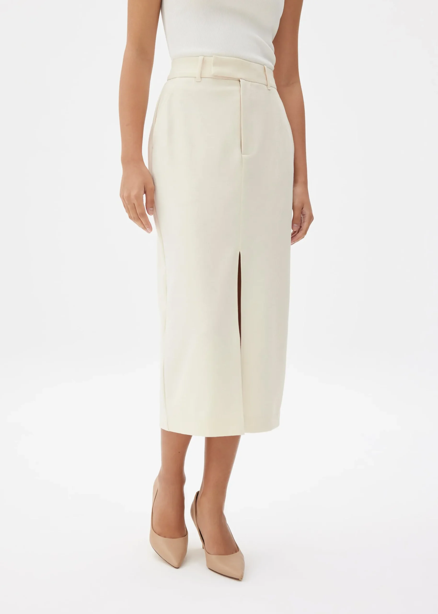 Iman Tailored Column Midi Skirt