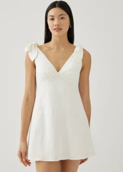 Imogen Padded Linen Tie Shoulder Dress