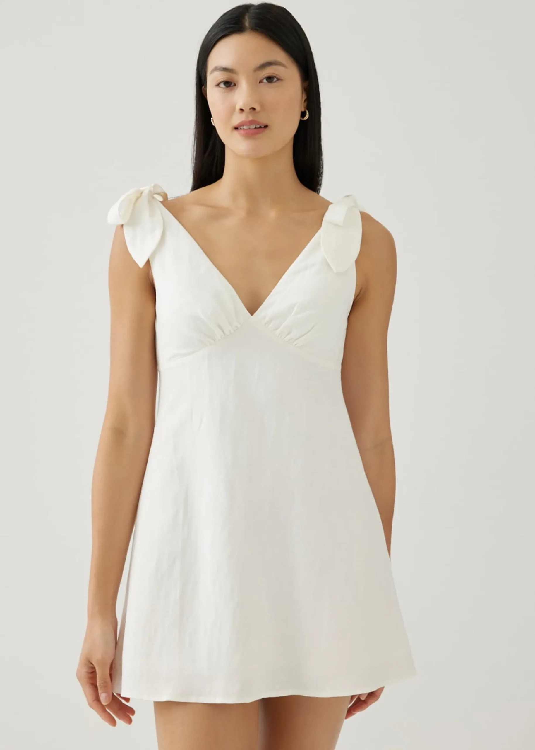 Imogen Padded Linen Tie Shoulder Dress