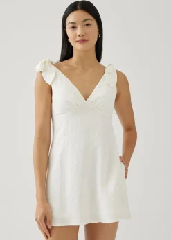 Imogen Padded Linen Tie Shoulder Dress