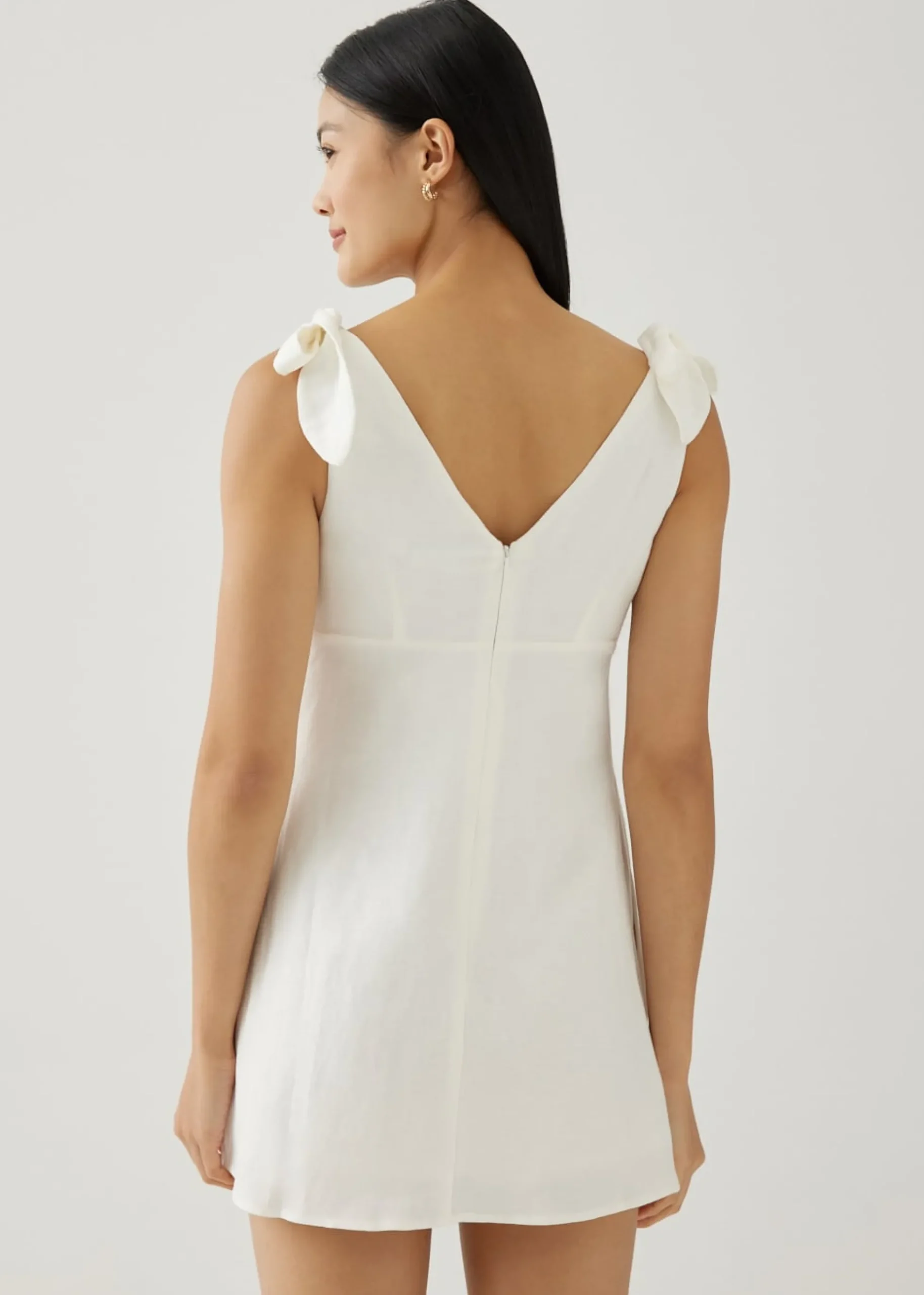 Imogen Padded Linen Tie Shoulder Dress