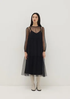 2-in-1 Polka Dot Flare Midaxi Dress