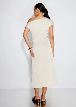 Intan Satin Asymmetric A-line Midaxi Dress