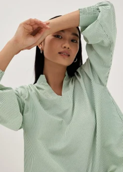 Irya Blouson Sleeve Split Neck Top