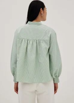 Irya Blouson Sleeve Split Neck Top