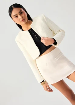 Isa Elastic Tweed A-line Mini Skirt