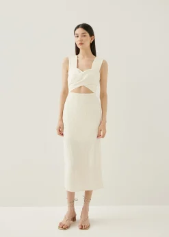 Ivanka Textured Sweetheart Column Midi Dress