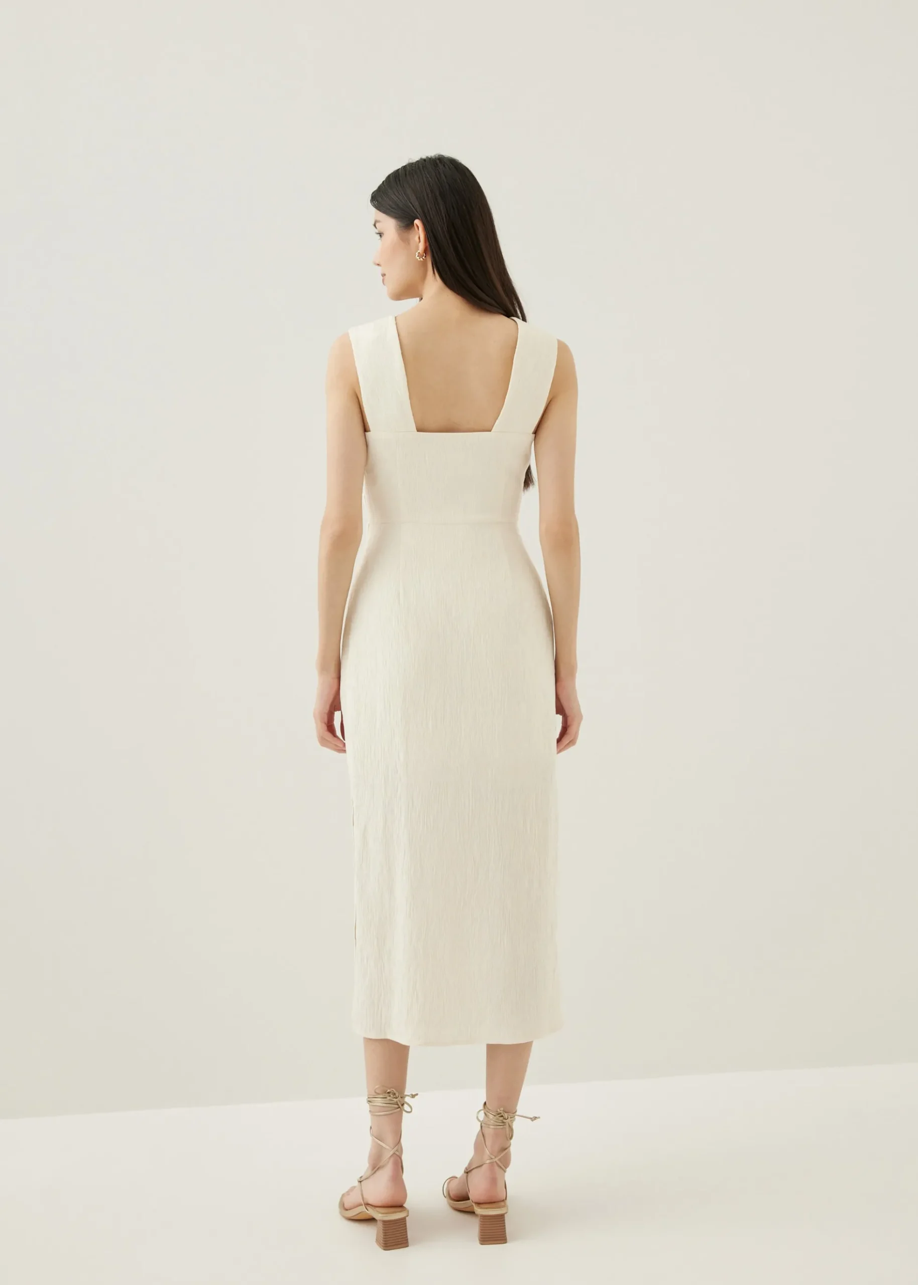 Ivanka Textured Sweetheart Column Midi Dress