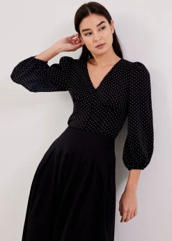 Jacque Polka Dot Button Down Top