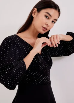 Jacque Polka Dot Button Down Top
